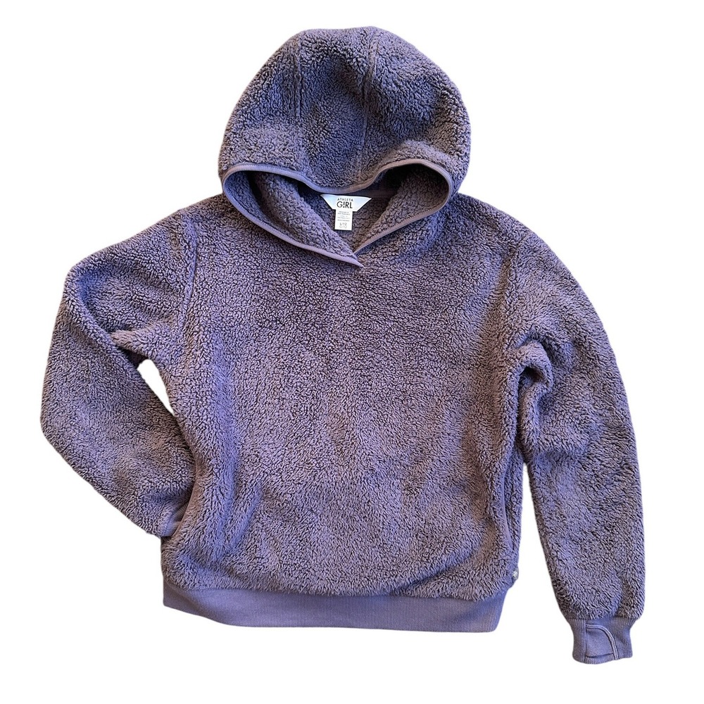 Athleta Girl Flurry Fleece Hoodie Girls L/12 Purple Sherpa Pullover Excellent
